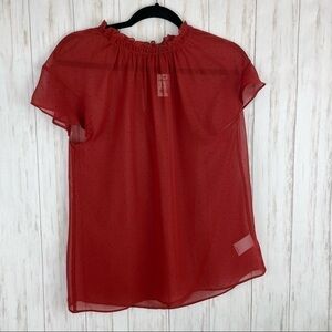 Express NWT rust polka dot blouse